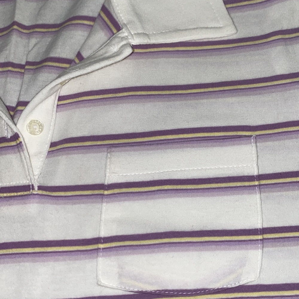 Arizona Jean Company White and Purple Striped Button Down Shirt - Picture 4 of 5
